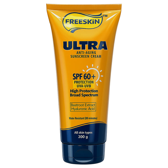 Sunscreen Cream Ultra Anti-Aging SPF 60+ 200g | Broad Spectrum UVA/UVB Protection | Hydrating, Brightening & Wrinkle Care Sunscreen with Hyaluronic Acid - our product
