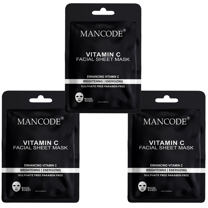 Vitamin C Facial Sheet Mask Pack of 3 | Brightening, Hydrating & Skin Glow Boosting Face Masks - our product