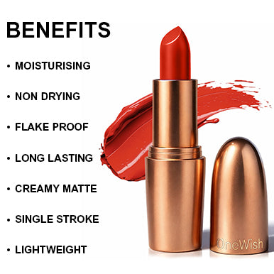 Creamy Matte Lipstick Queen of Hearts Shade 10 – Long Lasting Matte Lipstick, Full Coverage, Highly Pigmented Lip Color for Women (3.8g) promises