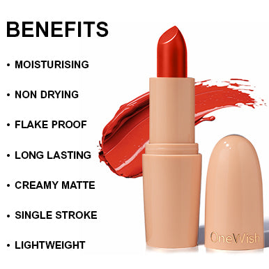 Creamy Matte Lipstick Queen of Hearts Shade 10 – Long Lasting Matte Lipstick, Full Coverage, Highly Pigmented Lip Color for Women (3.8g) promises