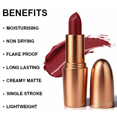 Creamy Matte Lipstick Berry Obsessed Shade 13 – Long Lasting Matte Lipstick, Full Coverage, Highly Pigmented Lip Color for Women (3.8g) promises