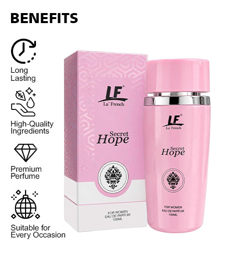 Secret Hope Eau De Parfum 100ml  | Sweet Floral Rose & Earthy Long-Lasting Perfume for Women promises