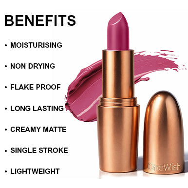 Creamy Matte Lipstick Cotton Candy Shade 15 – Long Lasting Matte Lipstick, Full Coverage, Highly Pigmented Lip Color for Women (3.8g) promises