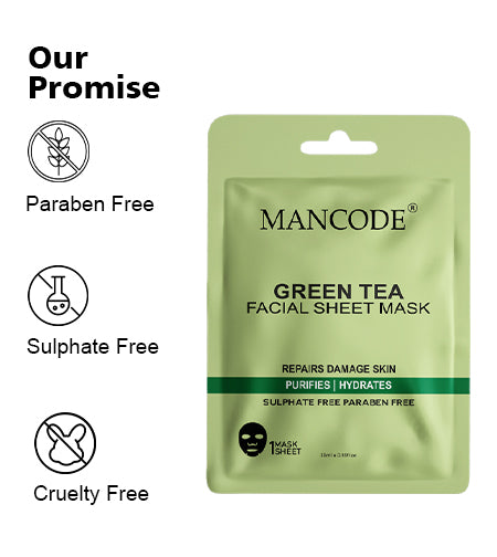 Green Tea Facial Sheet Mask Pack of 3 | Oil Control, Detox & Refreshing Hydration Face Masks promises
