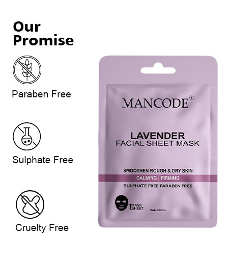 Lavender Facial Sheet Mask Pack of 3 | Calming, Hydrating & Skin Relaxing Face Masks promises