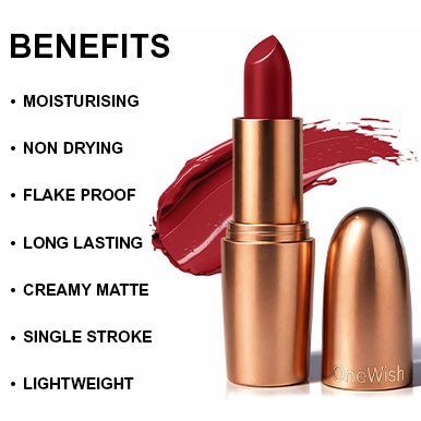 Creamy Matte Lipstick Too Red to Handle Shade 18 – Long Lasting Matte Lipstick, Full Coverage, Highly Pigmented Lip Color for Women (3.8g) promises
