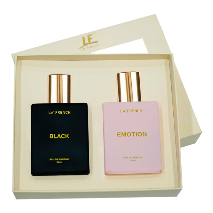 La French Black & Emotion Unisex Luxury Perfume Gift Set 50ml X 2 Pcs | Eau De Parfum