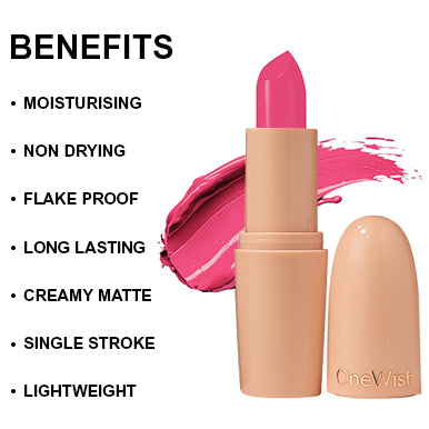 Creamy Matte Lipstick Hot Pink Era Shade 01 – Long Lasting Matte Lipstick, Full Coverage, Highly Pigmented Hot Pink Lip Color for Women (3.8g)