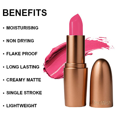 Creamy Matte Lipstick Hot Pink Era Shade 01 – Long Lasting Matte Lipstick, Full Coverage, Highly Pigmented Hot Pink Lip Color for Women (3.8g) promises