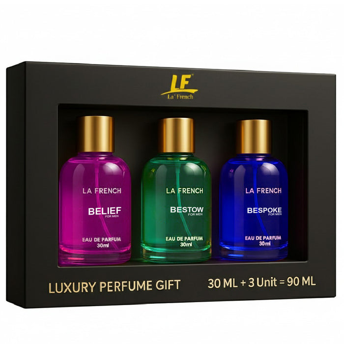 Man Perfume Gift Set 3 x 30 ml for Men | with Belief Bestow Bespoke Perfume | Woody, Citrusy Long Lasting EDP Fragrance Scent Best Gift Hamper Set for Men - our product