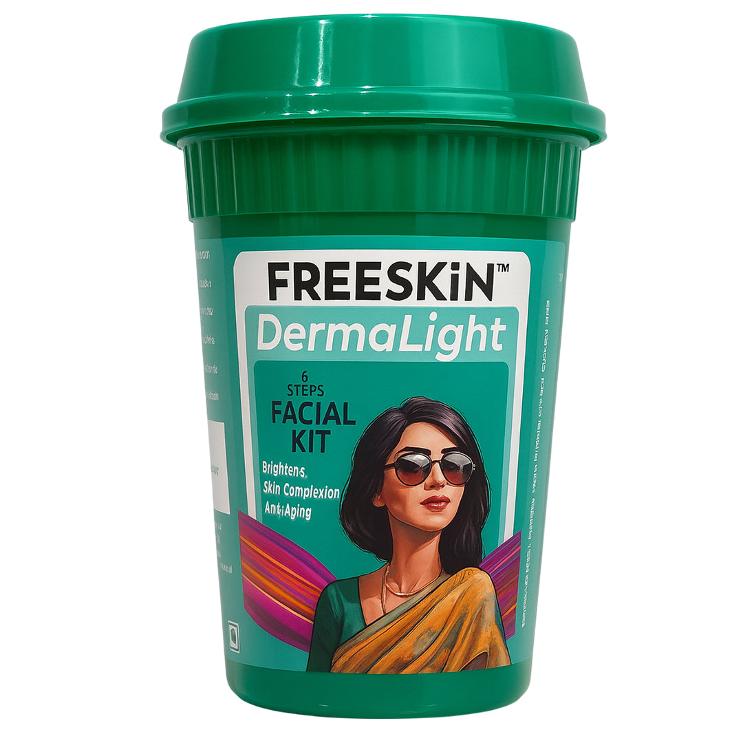 Derma Light Facial Kit 60g | 6-Step Brightening Facial Kit | Glow, Anti-Aging & Even Tone Skin Treatment for Radiant Complexion