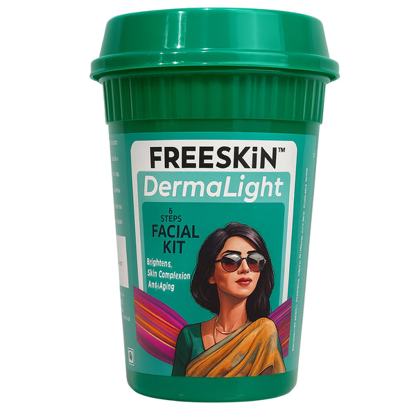 Derma Light Facial Kit 60g | 6-Step Brightening Facial Kit | Glow, Anti-Aging & Even Tone Skin Treatment for Radiant Complexion