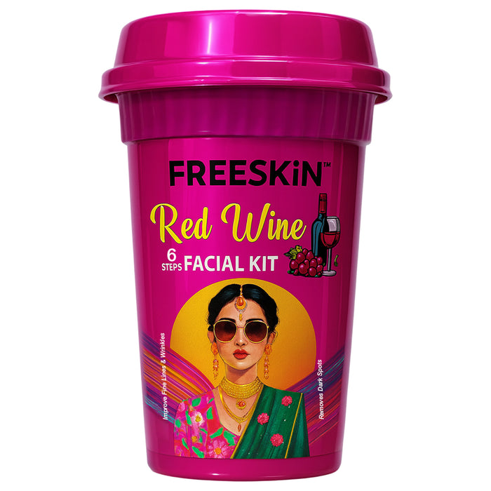 Red Wine Facial Kit 60g | Anti-Aging 6-Step Facial Kit | Firming, Brightening & Wrinkle Care Glow Facial for Youthful Skin - our product