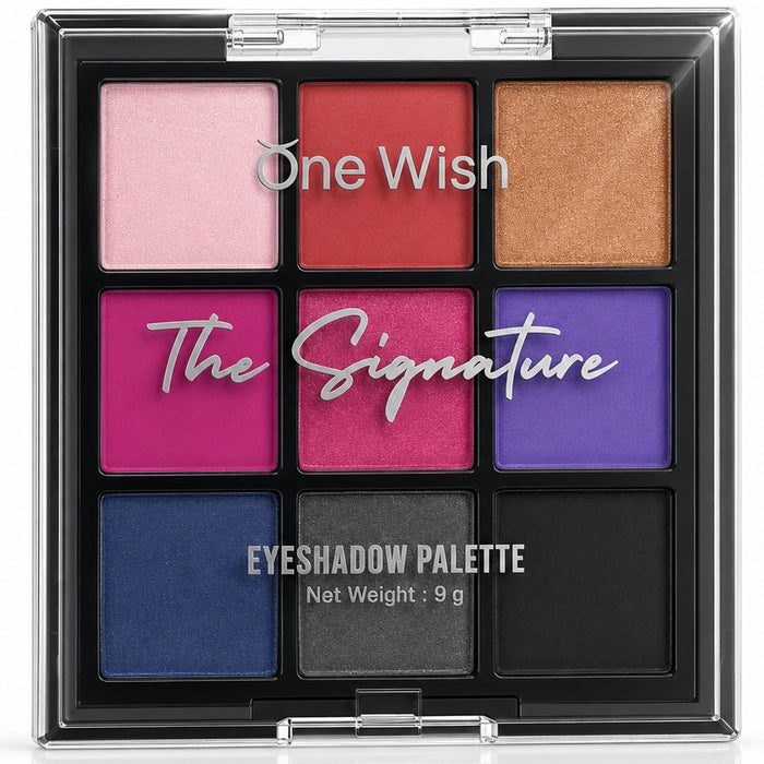 One Wish The Signature Midnight Glam Eyeshadow Palette - 9g / 9 in 1 High Pigment Matte & Shimmer Eyeshadow Palettes | Smooth & Blendable Eye Makeup Palette | Bold & Smokey Eye Makeup Palette for Women - our product