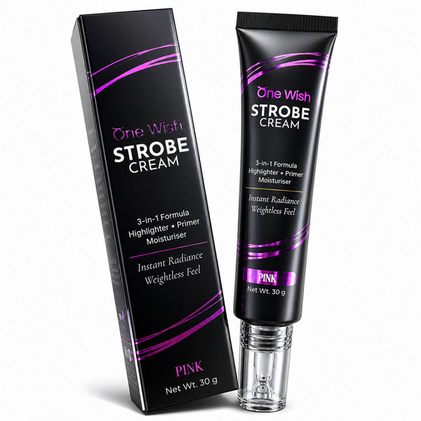 One Wish Strobe Cream for Face, Pink, 30g | 3-in-1 Highlighter, Primer & Moisturizer | Instant Radiant Glow | Lightweight, Non-Sticky Formula with Peptides | Hydrating Dewy Finish | For All Skin Types