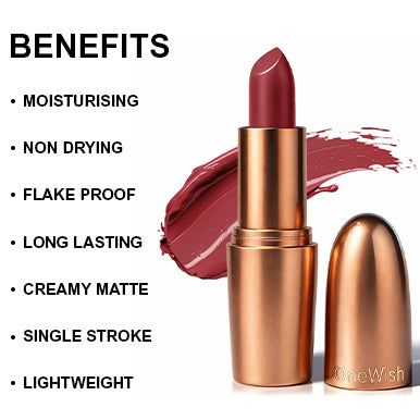 Creamy Matte Lipstick Lowkey Red Shade 20 – Long Lasting Matte Lipstick, Full Coverage, Highly Pigmented Lip Color for Women (3.8g) promises