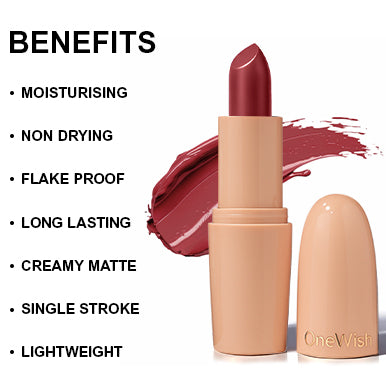 Creamy Matte Lipstick Lowkey Red Shade 20 – Long Lasting Matte Lipstick, Full Coverage, Highly Pigmented Lip Color for Women (3.8g) promises