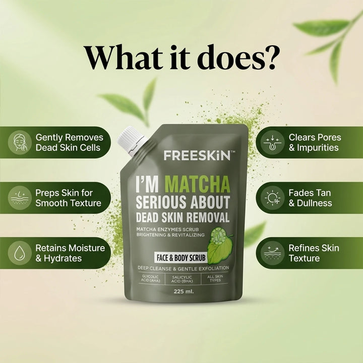 Matcha Enzyme Face & Body Scrub 225ml | Gentle Exfoliating Scrub with Matcha & Enzymes