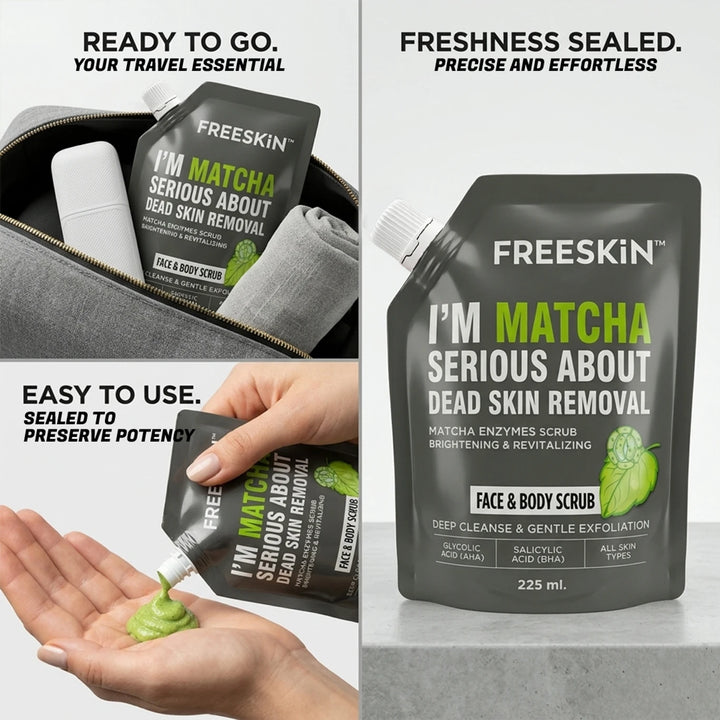Matcha Enzyme Face & Body Scrub 225ml | Gentle Exfoliating Scrub with Matcha & Enzymes