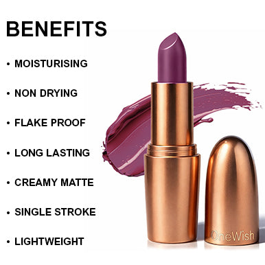 Creamy Matte Lipstick Purple AF Shade 22 – Long Lasting Matte Lipstick, Full Coverage, Highly Pigmented Lip Color for Women (3.8g) promises