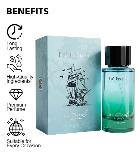 Nautical Noir Perfume for Men & Women 100ml | Long Lasting Aqua Woody Fragrance | Premium Unisex Eau De Parfum | Fresh & Bold Luxury Scent promises