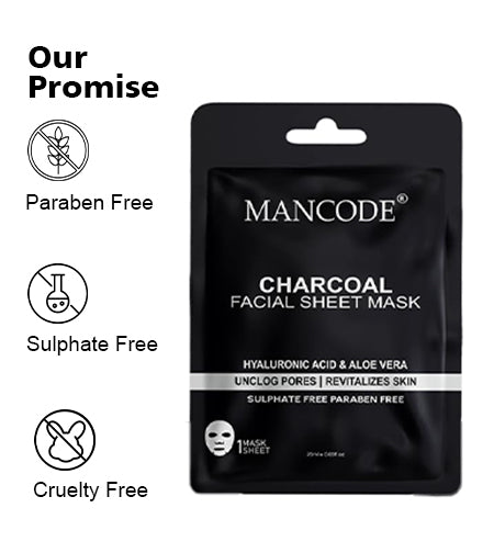 Charcoal Facial Sheet Mask Pack of 3 | Deep Detox, Pore Cleansing & Oil Control Face Masks promises