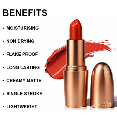 Creamy Matte Lipstick Rusty Orange 3.8g (Shade 24) – Long-Lasting, Full Coverage Warm Orange Matte Lipstick promises