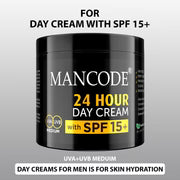 24 Hours Day Cream for Men 100ml | Moisturizing Sunscreen with Vitamin E | Anti-Aging Face Cream | UV Protection & Hydrating Formula