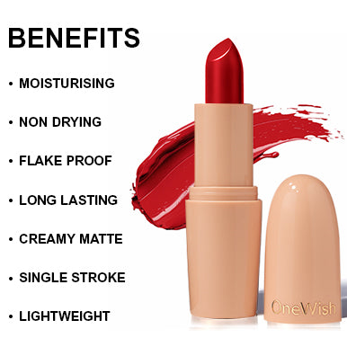 Creamy Matte Lipstick Red Flag Shade 27 (3.8g) promises