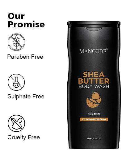 Shea Butter Body Wash 450ml | Deep Moisturizing Shower Gel for Men | Hydrating & Nourishing Body Cleanser | Soft Smooth Skin Formula promises