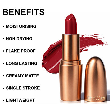Creamy Matte Lipstick Not So Basic Red 3.8g (Shade 28) – Long-Lasting, Full Coverage Bold Red Lipstick promises