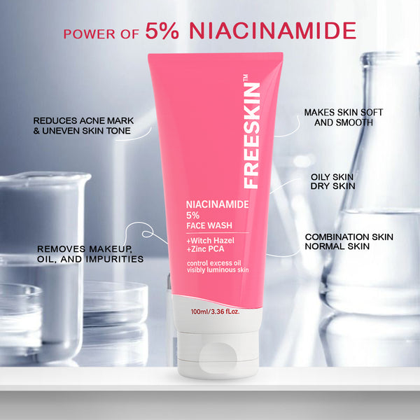 Niacinamide 5% Face Wash 100ml | Pore Refining & Oil Control Cleanser | Brightening Anti-Acne Facewash with Zinc PCA & Witch Hazel