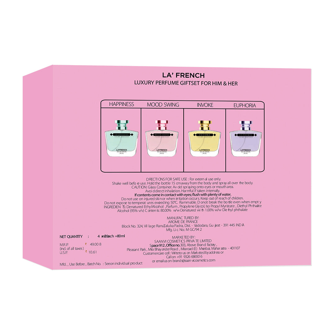 Niche Edition Luxury Perfume Gift Set 4x20ml | Euphoria, Mood Swing, Happiness & Invoke | Long-Lasting Eau De Parfum Gift Set