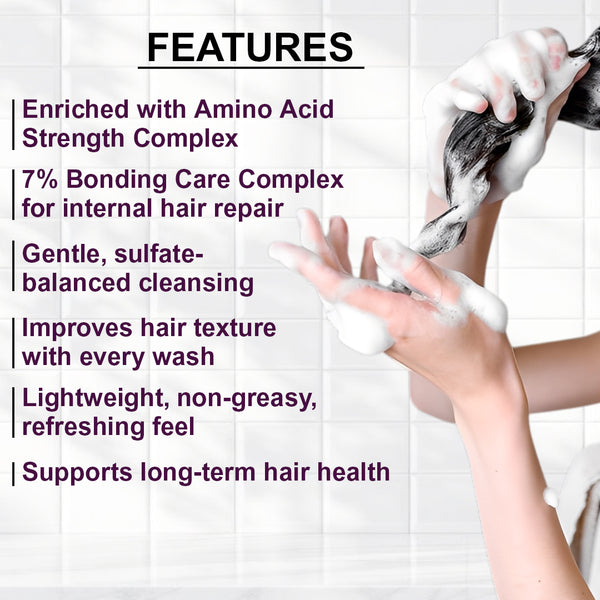 Amino Acid Shampoo 250ml – Gentle Daily Cleansing Shampoo with 7% Bonding Care Complex for Strong, Smooth & Frizz-Free Hair