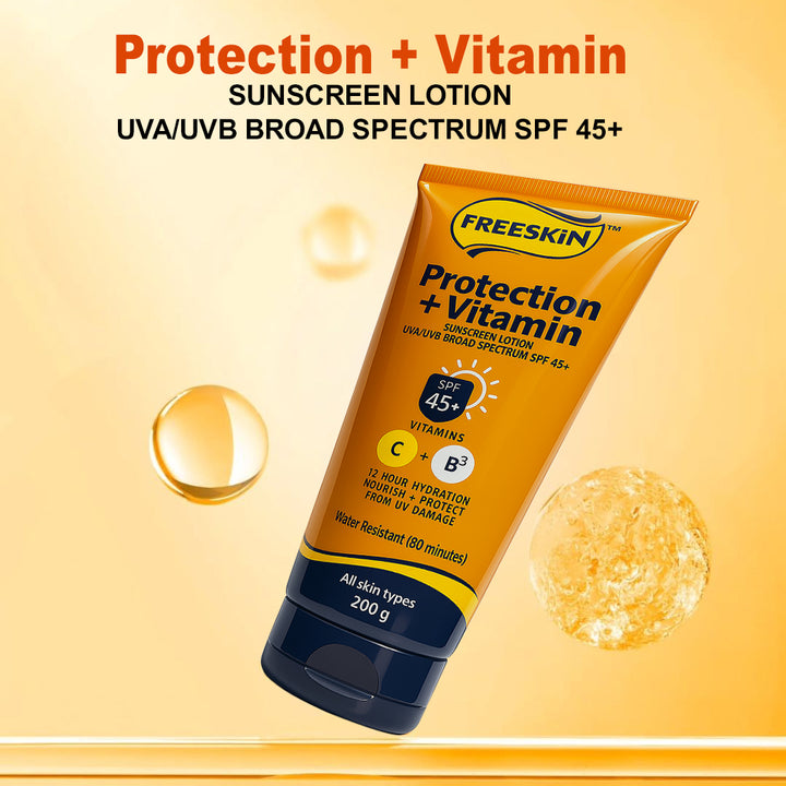Sunscreen SPF 45+ PA+++ 200g | Broad Spectrum Sun Protection | Vitamin C & Niacinamide Brightening, Hydrating & Non-Greasy Sunscreen