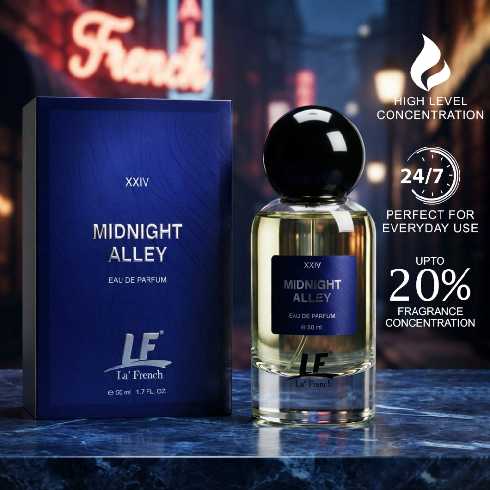 La French Midnight Alley Unisex Perfume 50ml | Long-Lasting Fragrance Eau de Perfume | Premium Luxury Fragrance for Men & Women | Fresh, Sweet & Everyday Wear Scent
