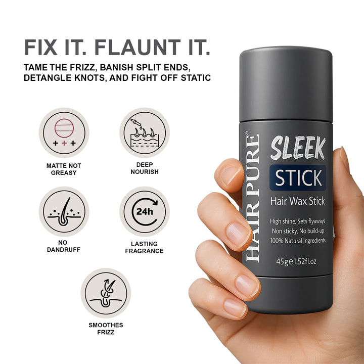 Sleek Stick Hair Wax 45g - Hair Wax Stick to Manage Flyaways, Sleek and Smooth Hair for Men and Women