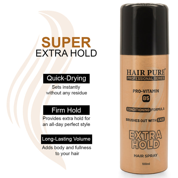 Extra Hold Hair Spray 100ml – Strong Hold Hair Spray with Natural Shine, No Flaking & Non-Sticky Finish