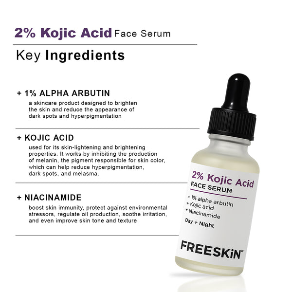 Kojic Acid Face Serum (30ml) | Brightening & Dark Spot Removal Serum with Alpha Arbutin & Niacinamide for Even Skin Tone