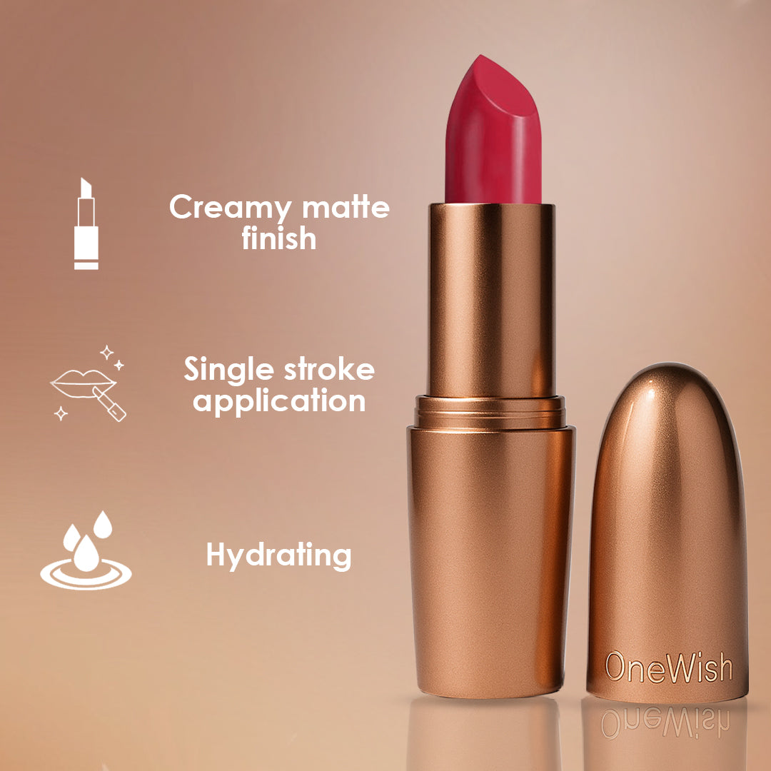 Creamy Matte Lipstick Cherry on Top Shade 08 – Long Lasting Matte Lipstick, Full Coverage, Highly Pigmented Cherry Red Lip Color for Women (3.8g)