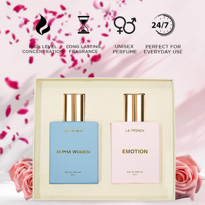 La French Unisex Perfume Gift Set Alpha Women & Emotion Gift Set (2 x 50ml)