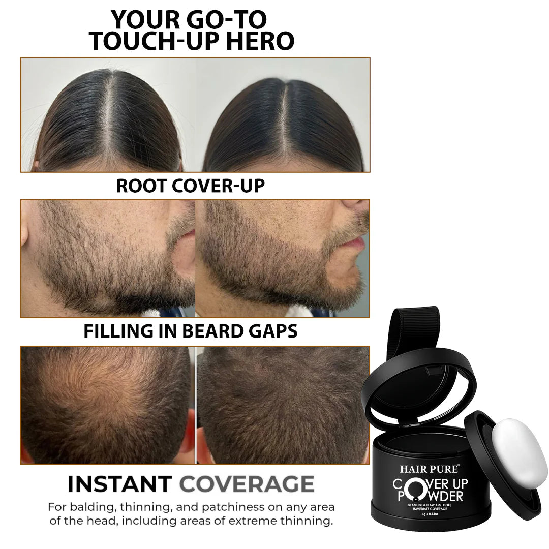 Cover-Up Hair Powder Black 4g - Quick Fix For Greying Roots And Bald Spots To Achieve More Full And Thick Hair