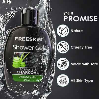 Activated Charcoal Shower Gel 400ml | Detoxifying Body Wash | Deep Cleansing, Oil Control & Odour Protection for Fresh, Smooth Skin Before