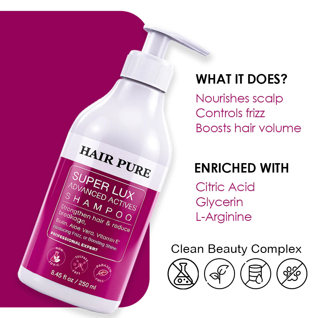Super Lux Shampoo 250ml | Biotin, Aloe Vera & Vitamin E Shampoo for Healthy & Smooth Hair