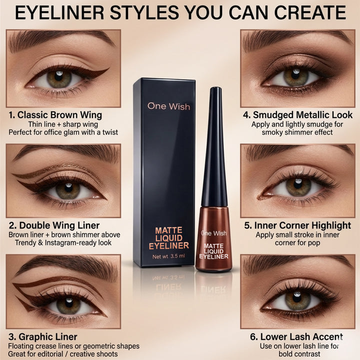 Matte Liquid Eyeliner 3.5ml – Matte Brown, Smudge-Proof & Long-Lasting