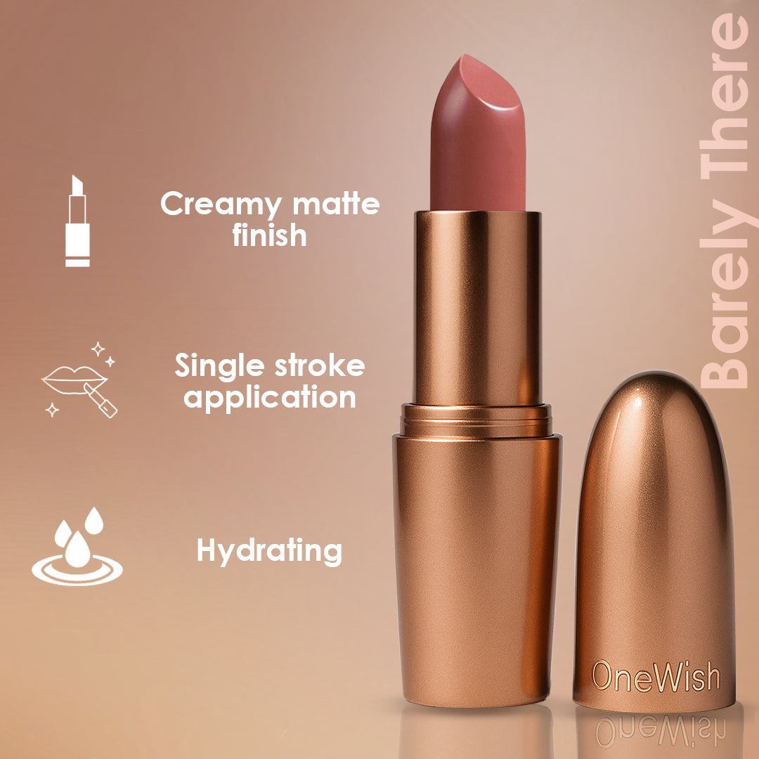 Creamy Matte Lipstick Barely There Shade 12 – Long Lasting Matte Lipstick, Full Coverage, Highly Pigmented Nude Lip Color for Women (3.8g)