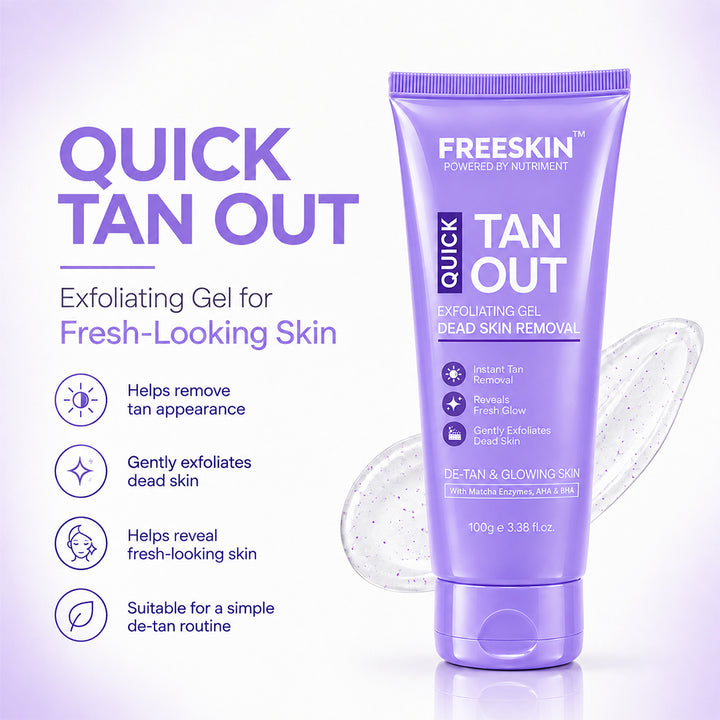 Quick Tan Out Exfoliating Gel for Face & Body, 100g | Dead Skin Cell Removal & Tan Removal Gel