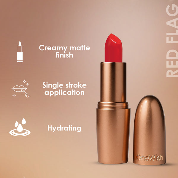 Creamy Matte Lipstick Red Flag 3.8g (Shade 27) – Long-Lasting, Full Coverage Bold Red Matte Lipstick