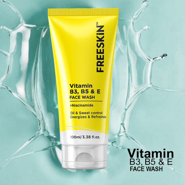 Vitamin B3, B5 & E Face Wash 100ml | Niacinamide Oil Control Cleanser | Hydrating, Pore Minimizing & Brightening Facewash for Men & Women