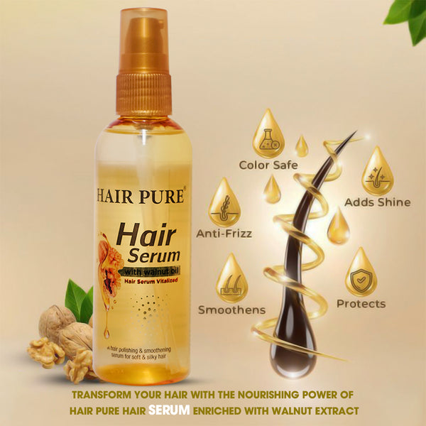 Hair Serum With Walnut Oil 100ml - Hair Serum to Prevent Frizz, Smoother, Shiny & Manageable Hair